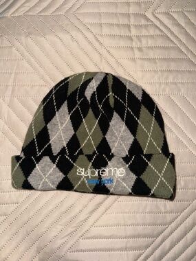 Supreme Argyle Beanie - Olive, Black, Gray